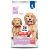 Hill's Science Diet Puppy Sensitive Stomach & Skin, Salmon & Brown Rice Recipe Dry Dog Food, 608510, 4 LB Bag