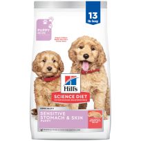 Hill's Science Diet Puppy Sensitive Stomach & Skin, Salmon & Brown Rice Recipe Dry Dog Food, 608511, 13 LB Bag