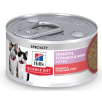 Hill's Science Diet Kitten Sensitive Stomach & Skin, Salmon & Vegetable Stew Wet Cat Food, 608562, 2.8 OZ Can
