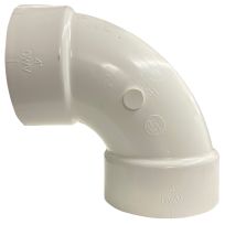PVC 90 Degree Sanitary Pipe Elbow, 4 IN Hub, 192254L
