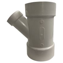 PVC 45 Degree Reducer Pipe Wye, Schedule 40, 4 IN Hub x 4 IN Hub x 2 IN Hub, 192328L