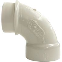 PVC 90 Degree Sanitary Pipe Elbow, 1-1/2 IN Spigot x 1-1/2 IN Hub, 192451L
