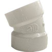 PVC 22.5 Degree Pipe Elbow, 1-1/2 IN Hub, 192551