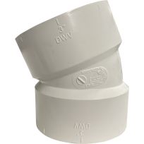 PVC 22.5 Degree Pipe Elbow, 3 IN Hub, 192553