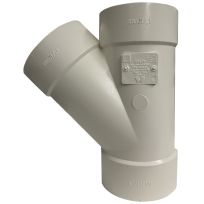 PVC 45 Degree Sewer Pipe Wye, SDR 35, 4 IN Hub, 414134BC