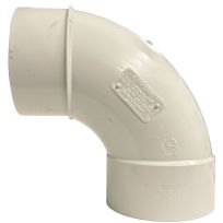 PVC 90 Degree Long Turn Sweep Pipe Elbow, 3 IN Spigot x 3 IN Hub, 414173BC