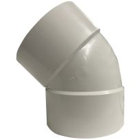 PVC 45 Degree Long Turn Sweep Pipe Elbow, 3 IN Hub x 3 IN Hub, 414183BC