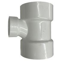PVC Sanitary Reducing Pipe Tee, DWV, 3 IN x 3 IN x 2 IN Hub, 192130L