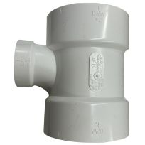 PVC Sanitary Reducing Pipe Tee, DWV, 4 IN x 4 IN x 2 IN Hub, 192134