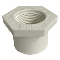 PVC Reducer Bushing, Schedule 40, 1 IN Spigot x 3/4 IN FPT, 435725