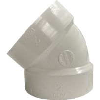 PVC 45 Degree Pipe Elbow, DWV, 2 IN Hub, 192522P/05886H