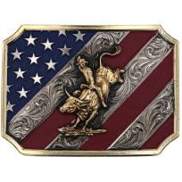 Montana Silversmiths Patriot Bull Rider Attitude Belt Buckle, A865