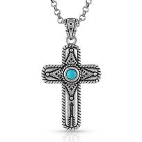 Montana Silversmiths Faith on Point Turquoise Cross Necklace, NC5303