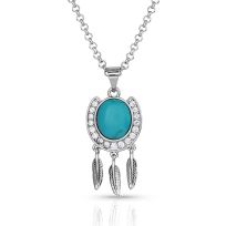 Montana Silversmiths Catching Luck Horseshoe Necklace, NC5722