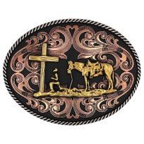 Montana Silversmiths Tri-tone Christian Cowboy Attitude Buckle, A1005