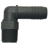 Polypropylene 90 Degree Insert Pipe Elbow, 3/4 IN Barb x 3/4 IN MPT, UPPME-07