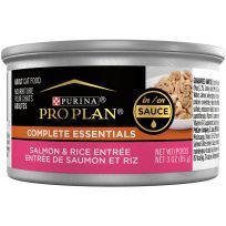 PURINA® PRO PLAN® Complete Essentials Gravy, Pate, High Protein Wet Cat Food Salmon & Rice Entree in Sauce, 198-636-15, 3 OZ Can