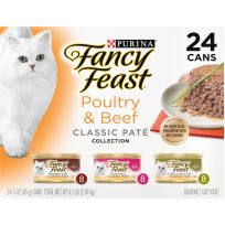 PURINA® Fancy Feast® Poultry & Beef Feast Classic Pate Collection Grain Free Wet Cat Food, Variety Pack, 198-162-15, 3 OZ Can