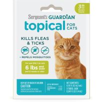 Sergeants Guardian Flea & Tick Squeeze On for Cats 6+ LB, 3-Count, 00114