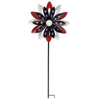 Backyard Expressions Metal Patriotic Wind Spinner Garden Stake, 911673
