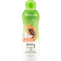 TROPICLEAN® Papaya & Coconut Luxury 2-in-1 Shampoo and Conditioner for Pets, TRPYSH20Z, 20 OZ