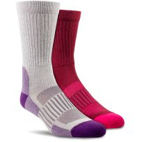Ariat® High Performance Crew Sock, 2-Pair, AR2909-981-M, Pink / Purple, Medium