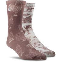 Ariat® Barnyard Friends Crew Socks, 2-Pair, AR4298-981-M, Chestnut / Natural, Medium