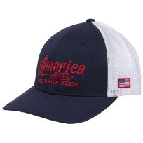 Rural Cloth We Grow Beer Embroidered Hat, WGBE-H03, Blue / Red, One Size Fits Most