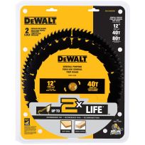 DEWALT Circular Saw Blades, 12 IN, 40T & 80T, 2-Pack, DWA124080CMB