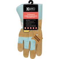 Kinco Women's Suede Pigskin Palm with Safety Cuff Glove, 1412WCS-M, Aqua, Medium
