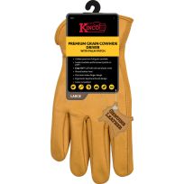 Kinco Men's Premium Grain Cowhide Driver with Palm Patch Glove, 198CS-L, Golden, Large