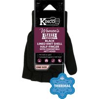 Kinco Women’s Alyeska® Lined Knit Shell Half-Finger with Convertible Mitt Hood, 5110W-OS, Black, One Size Fits Most