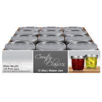 Country Classics™ Wide Mouth Half Pint Glass Canning Jars, 12-Pack, CCCJ-008-12PK, 8 OZ