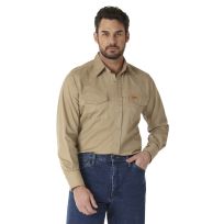 Wrangler Men's Flame Resistant Long Sleeve Twill Solid Shirt