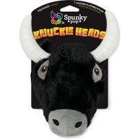 Spunky Pup Knuckleheads Bull Plush with Squeaker Dog Toy, 2255, Black