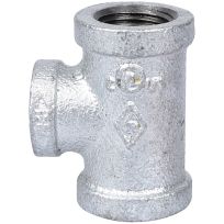 Galvanized Reducer Pipe Tee, 3/4 IN x 3/4 IN x 1/2 IN FPT, 11A3/4X3/4X1/2G