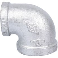 Galvanized 90 Degree Reducer Pipe Elbow, 1-1/4 IN FPT x 1IN FPT, PPG90R-32X25