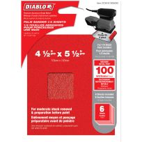 DIABLO® 100-Grit Palm Sander 1/4 Sanding Sheets, 6-Sheets, DCS045100S06G, 4-1/2 IN x 5-1/2 IN