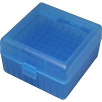 MTM CASE-GARD Ammo Box 100 Round Flip-Top, .223 / 204 Ruger / 6x47, RS-100-24, Clear Blue