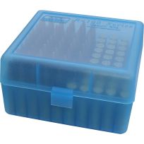 MTM CASE-GARD Ammo Box 100 Round Flip-Top, 22-250 / 243  /308 / 220 Swift, RM-100-24, Clear Blue