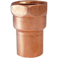 Copper Female Reducer Pipe Adapter, 1/2 IN Sweat x 3/4 IN FPT, 30134