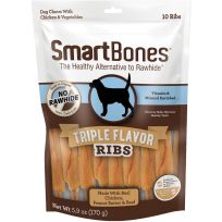 SmartBones® Triple Flavor Ribs, Chicken & Peanut Butter & Beef, 10-Pack, SBRB-00778, 5.9 OZ