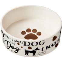 Spot "I Love Dogs" Dog Dish, 54698, Cream, Large