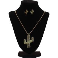 Blazin Roxx Vintage Patina Cactus Necklace Set, 30941