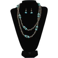Blazin Roxx Brushed Silver & Turquoise Necklace, 30427