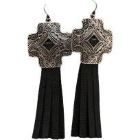 Blazin Roxx Sliver Cross Concho Earrings, 30441
