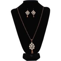 Blazin Roxx Ivory Flower Earring & Necklace Set, 30442