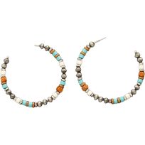 SILVER STRIKE Beaded hoop Earrings, D460014397