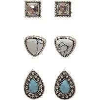 SILVER STRIKE Stud Earrings, 3-Pair, DE021SBTQ
