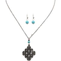 SILVER STRIKE Turquoise Beaded Necklace Set, DNE0592SBTQ